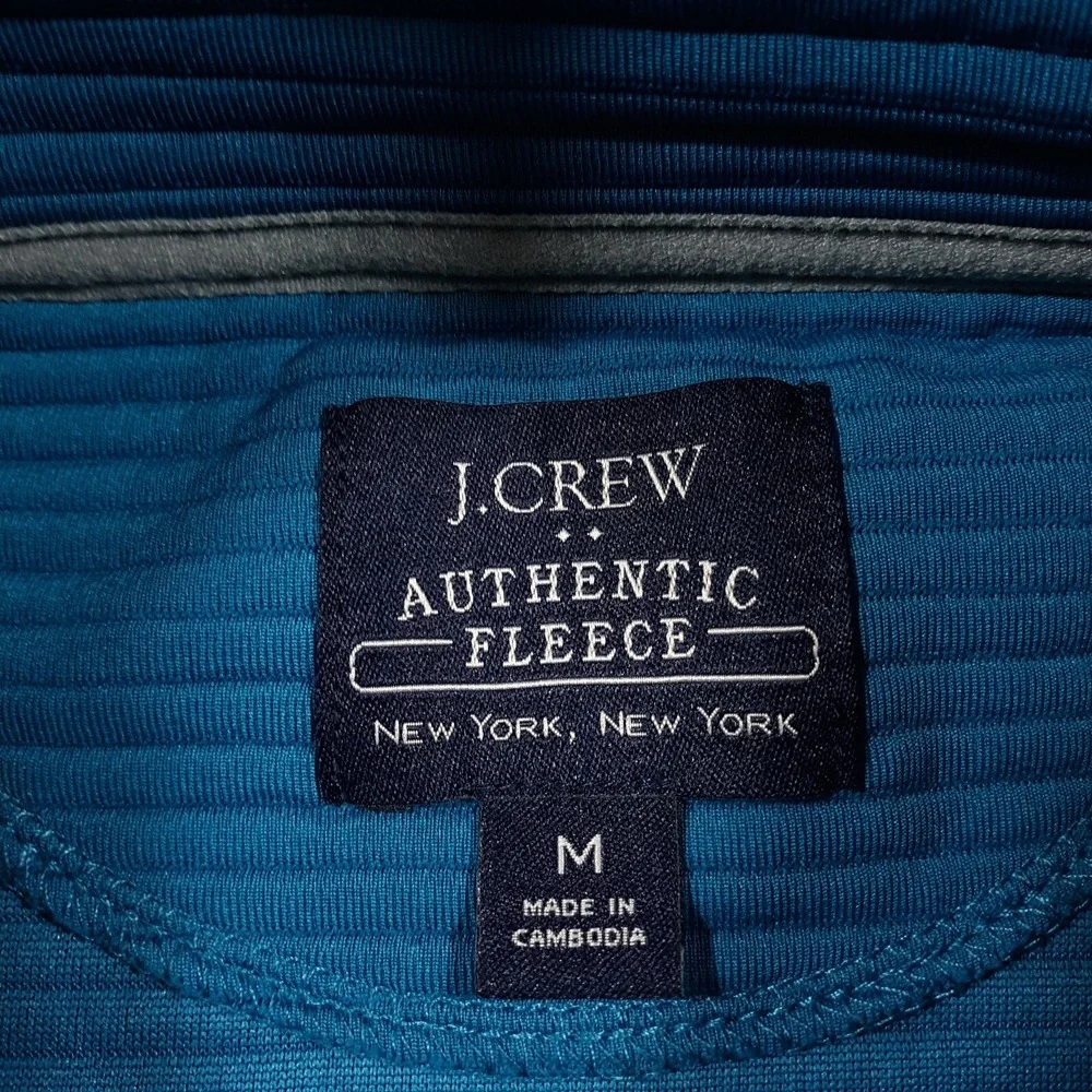 J.CREW Sweater Mens Medium Snaps Mock Neck Teal Blue Pullover Ribbed